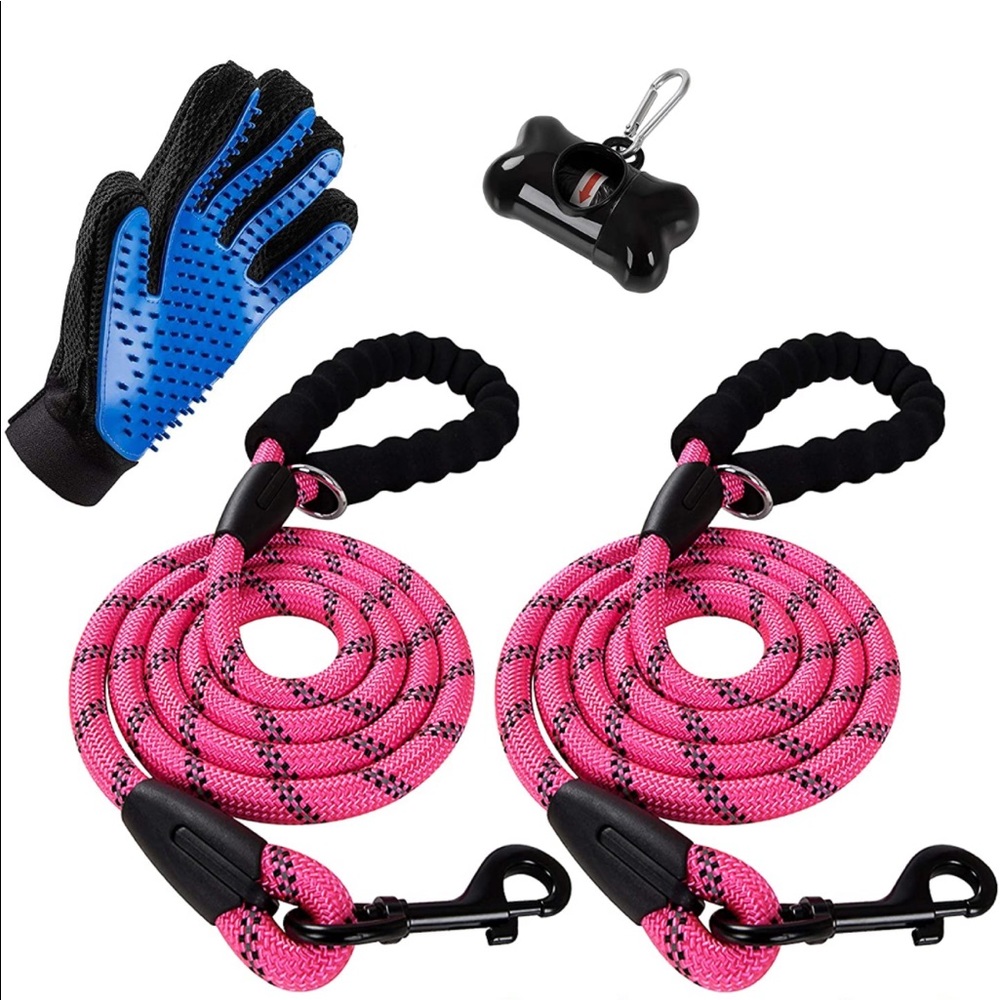 Poohoo 2 Dog Leashes 5 Feet Glove Pink.